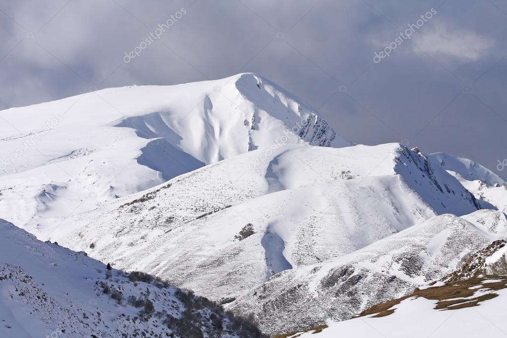 Snowy mountains in Somiedo's winter, Asturias. Spain.