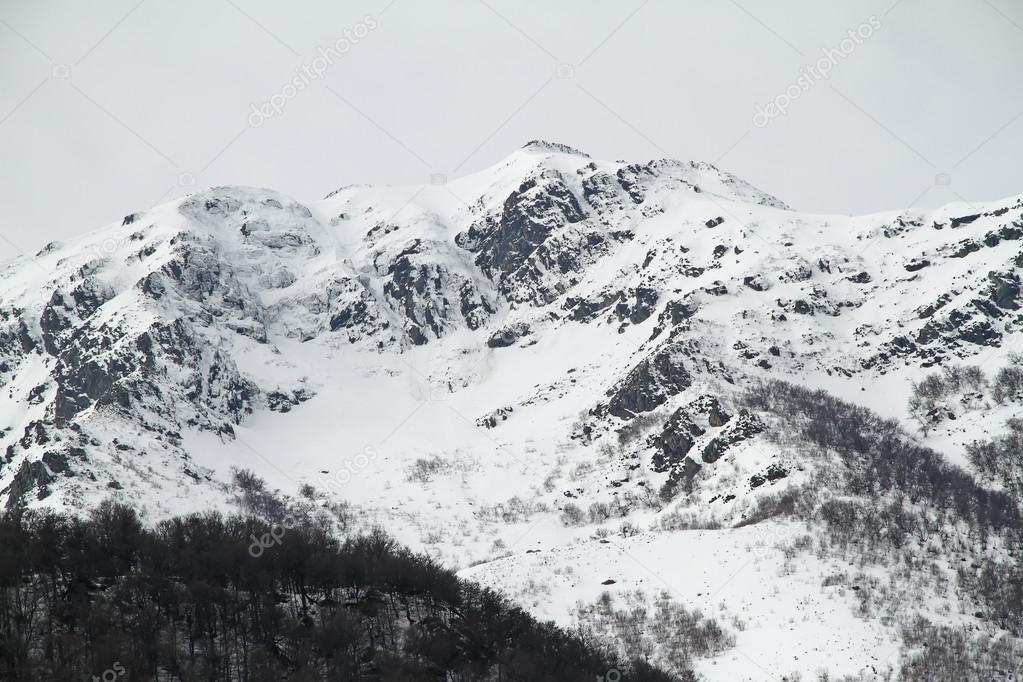 Snowy mountains at cantabrian ridge, Asturias. Spain.