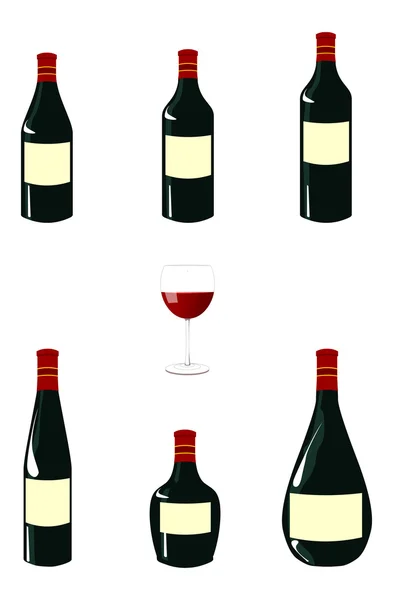 Red Wine Bottles Pack — Stock Vector