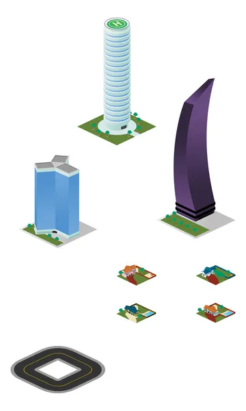 Isometric City Bâtiments et maisons divers Pack — Image vectorielle