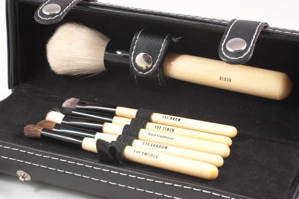 Box with makeup brushes — Stock Photo, Image