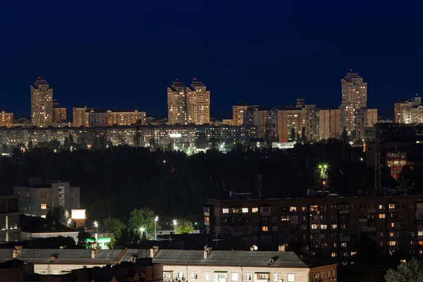 Vue Des Bâtiments Différentes Hauteurs Nuit Paysage Nocturne Une Grande — Photo