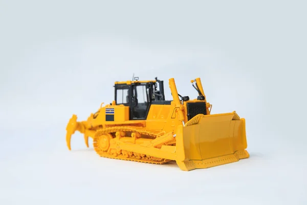 Yellow Bulldozer White Background Scale Model Large Yellow Crawler Bulldozer — Stock Photo, Image