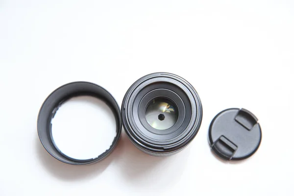 Small Photographic Lens Separate Camera White Background Elements Photographic Equipment — Stock Photo, Image