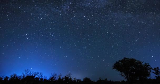Den Stjärnklara Himlen Mörk Natt Stjärnornas Nattliga Rörelse Det Mjölkiga — Stockvideo