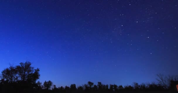 Cielo Estrellado Desde Atardecer Hasta Oscuridad Movimiento Nocturno Las Estrellas — Vídeos de Stock
