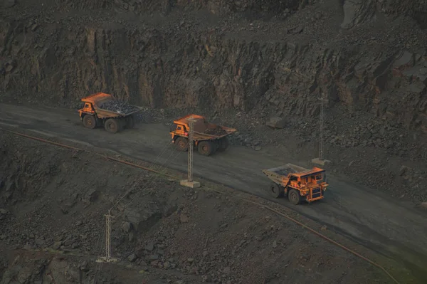 Transportation Minerals Dump Trucks Quarry Technologies Open Pit Mining Minerals — Stock Fotó