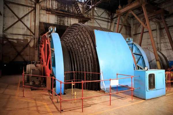 Aggregate Shaft Hoisting Machine Cable Lifting Loads Underground Mining Mine — Stockfoto