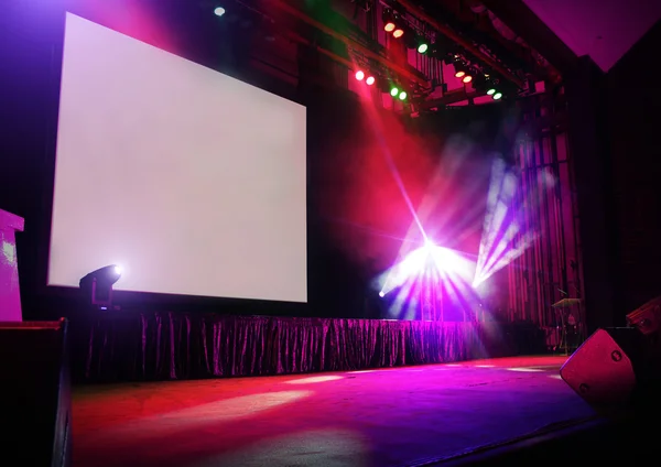 Stage in lights with blank big screen — Stock Photo, Image