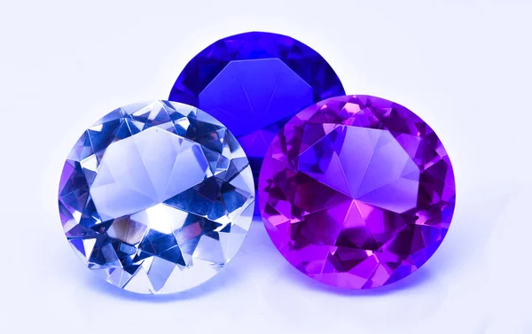 Large Gems Birthstones Sapphire Rose Diamond Isolated Background — Stock Photo, Image