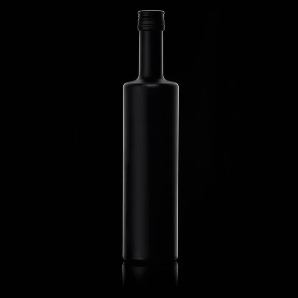 ライトエッジの黒い背景を持つ黒のボトル. ストック画像