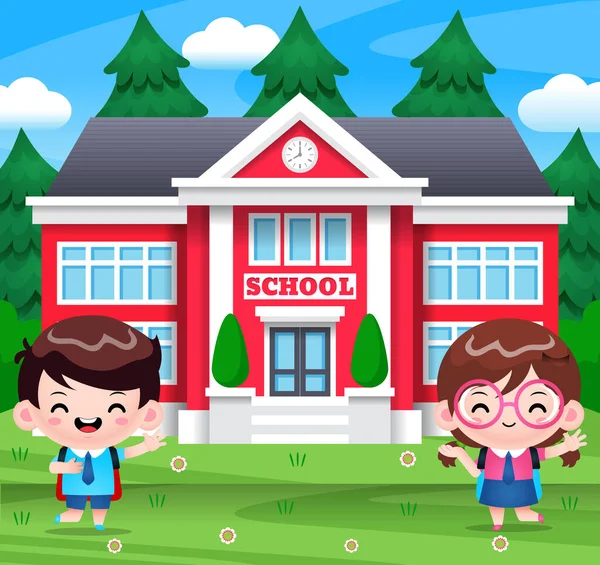 Illustration Vector Graphic Cartoon Children Going Back School Perfect Children — Stock Vector