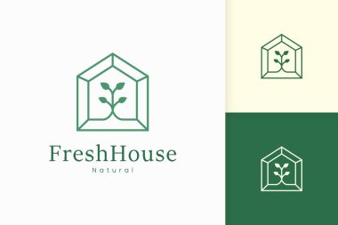 Ağaç ve yaprak şekilli doğa yeşil ev logosu