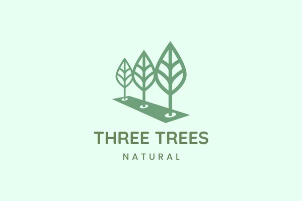 Einfaches Drei Blatt Logo Für Unternehmen Die Die Natur Repräsentieren — Stockvektor