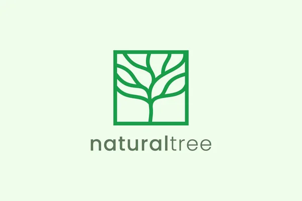 Einfache Moderne Baum Logo Vorlage Quadratischer Form Für Unternehmen Der — Stockvektor
