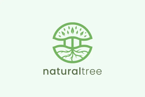 Basit Modern Ağaç Logosu Doğa Işleri Için Daire Şeklinde — Stok Vektör