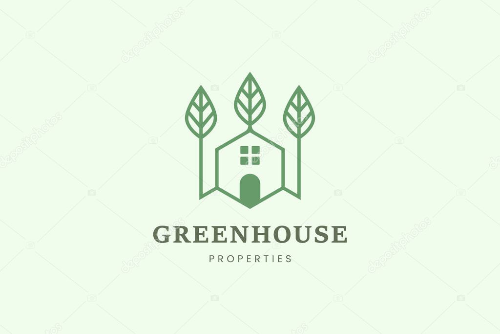 Home and leaf tree logo template for property or real estate business