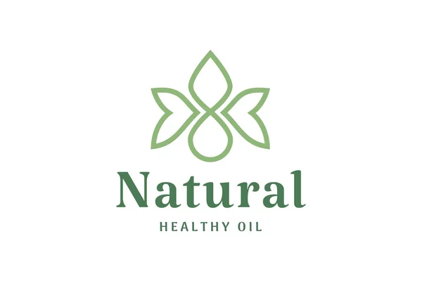 Natural Beauty Logo Mit Tropfen Und Blattform — Stockvektor