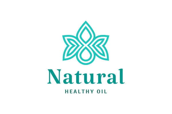 Natural Beauty Logo Mit Tropfen Und Blattform — Stockvektor