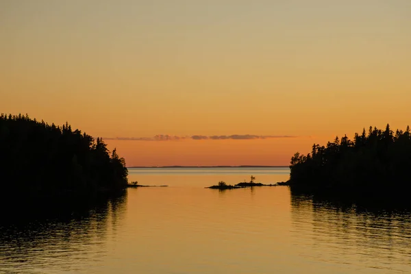 Захід Сонця Над Ладозьким Озером Островами Оранжеве Небо — стокове фото