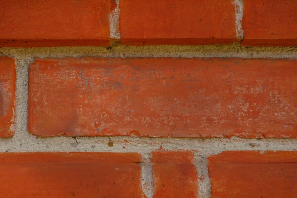 Brick Wall Red Bricks Close Horizontal Building Texture — стоковое фото