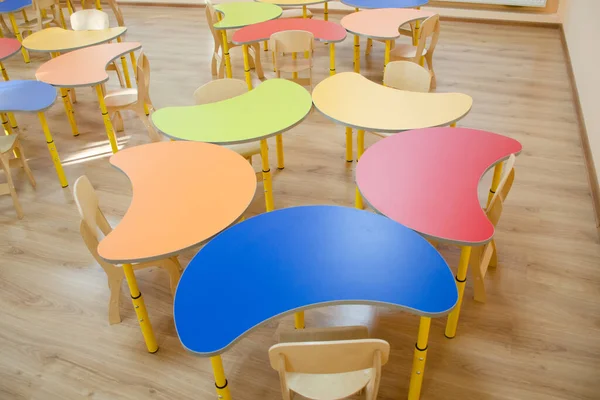 Colored Children Tables Preschoolers Fashionable Interior Children — Stock Photo, Image