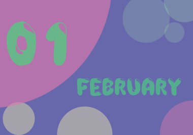 1 february day of month in pastel colors. Very Peri background, trend of 2022.