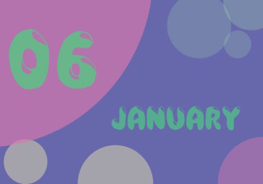 6 january day of month in pastel colors. Very Peri background, trend of 2022.
