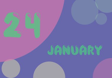 24 january day of month in pastel colors. Very Peri background, trend of 2022.