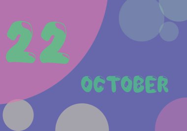 22 october day of month in pastel colors. Very Peri background, trend of 2022.