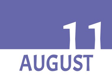 Fotokopi alanı ile 11 Ağustos takvim tarihi. Peri arkaplanı ve beyaz sayılar. 2022 için moda rengi. Önemli tarih kavramı.