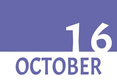 Kopya alanı ile 16 Ekim takvim tarihi. Peri arkaplanı ve beyaz sayılar. 2022 için moda rengi. Önemli tarih kavramı.