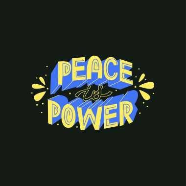 Barış, güç harf vektör illüstrasyonudur.