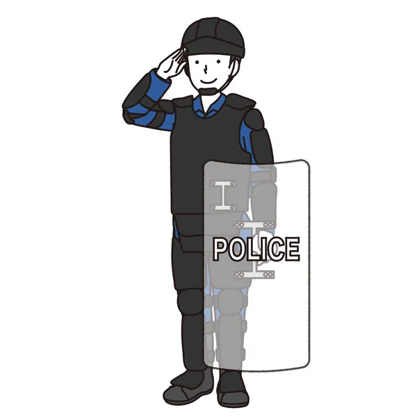 Male Police Officer Riot Police Equipment Etc — Stock Vector