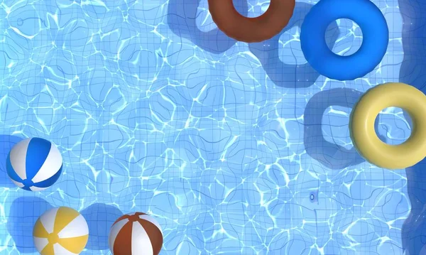 Zwembad Drijvende Strand Bal Afbeelding 3Dcg Illustratie — Stockfoto