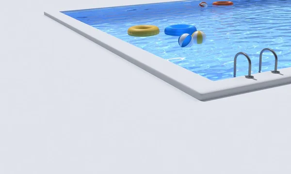 Pool Och Float Och Strand Boll Bild 3Dcg Illustration — Stockfoto