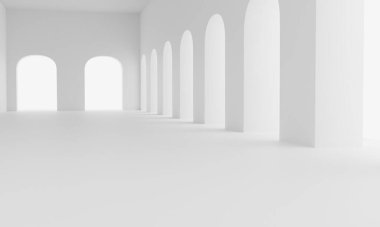 Beyaz bina resmi 3DCG illüstrasyonu