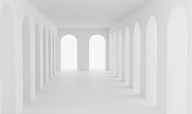 Beyaz bina resmi 3DCG illüstrasyonu