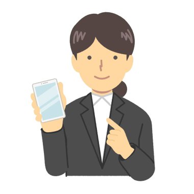 Akıllı telefon Illustration materyali kullanan kadın: Vektör