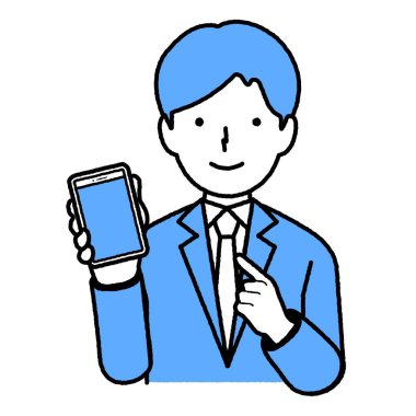 Akıllı telefon kullanan bir adamın illüstrasyon malzemesi.