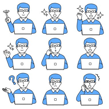 Erkek seti kişisel bilgisayar kullanıyor.