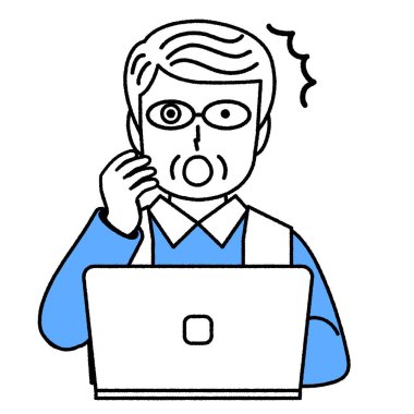 Bilgisayar kullanan kıdemli adam: Sürpriz