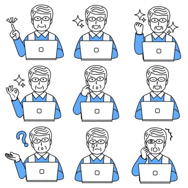 Üst düzey erkek seti kişisel bilgisayar kullanıyor.