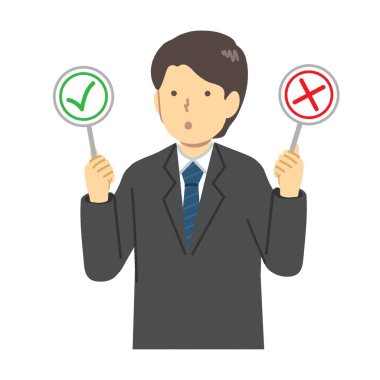 Erkek ofis çalışanı Doğru Yanıt Yanlış