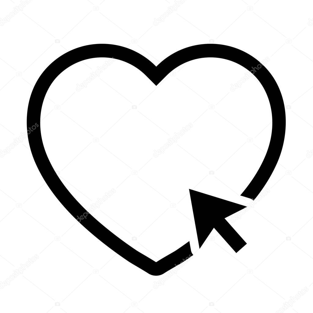 Heart and pointer icon : vector