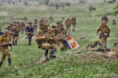 Odessa, Ukraine - May 6: Fragment Reconstruction combat events in 1944 in the Battle of Odessa, День Победы