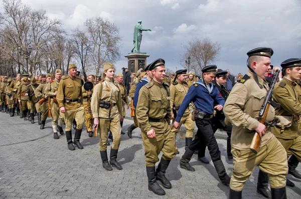 Odessa, Ukraine - April 10: Fragment reconstruction of combat events in 1944 liberation of Odessa, День победы — Stock Photo, Image