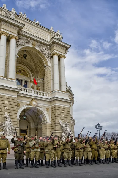 Odessa, Ukraine - April 10: Fragment reconstruction of combat events in 1944 liberation of Odessa, День победы — Stockfoto