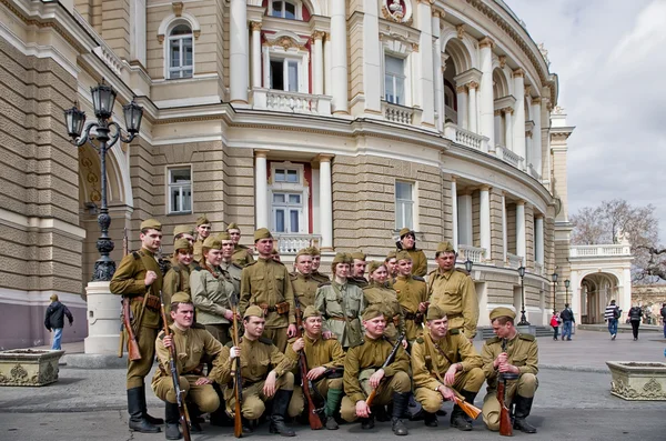 Odessa, Ukraine - April 10: Fragment reconstruction of combat events in 1944 liberation of Odessa, День победы — Stockfoto