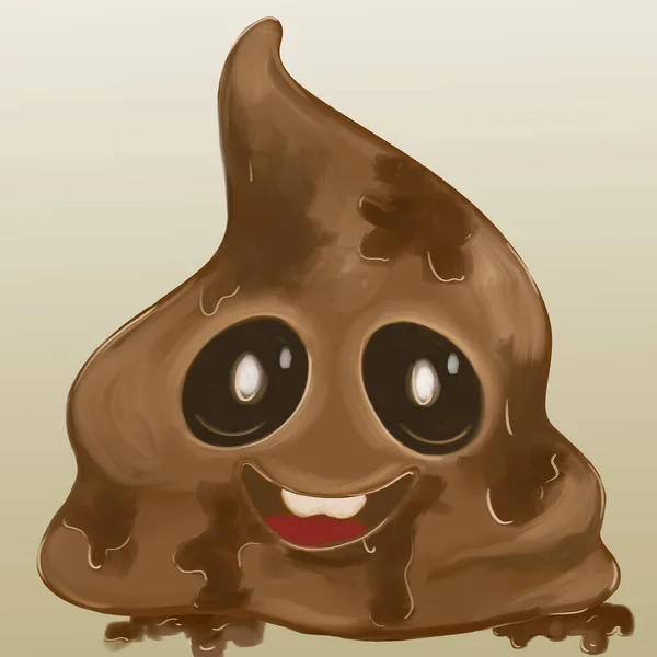 Cute character poop with eyes. illustration. isolated on gradient background. — Stock Photo, Image